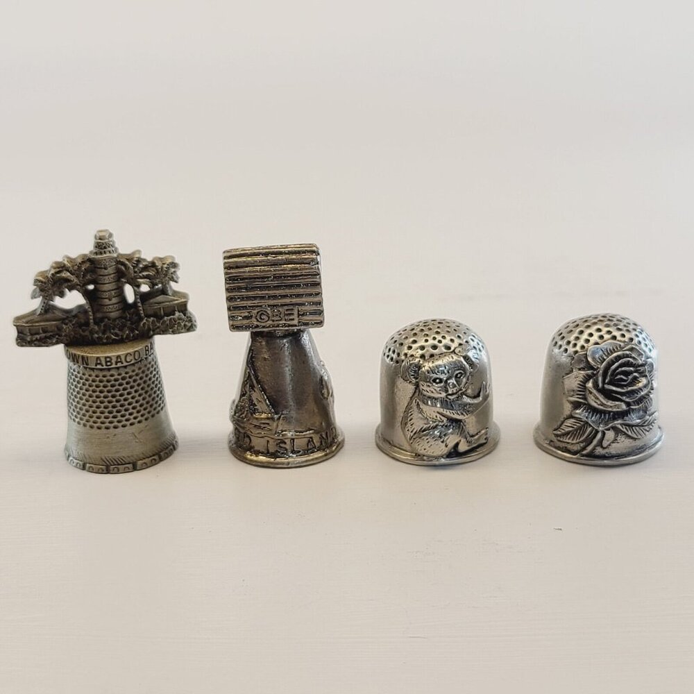 Lot of 4 Collector's Pewter Thimbles